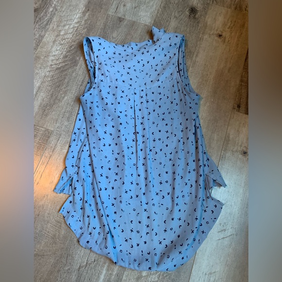 Free people flowy tie neck blouse periwinkle colour size XS - Picture 2 of 6